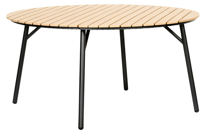 Havebord Ø150 cm stål/nonwood lys teak - Sunlife
